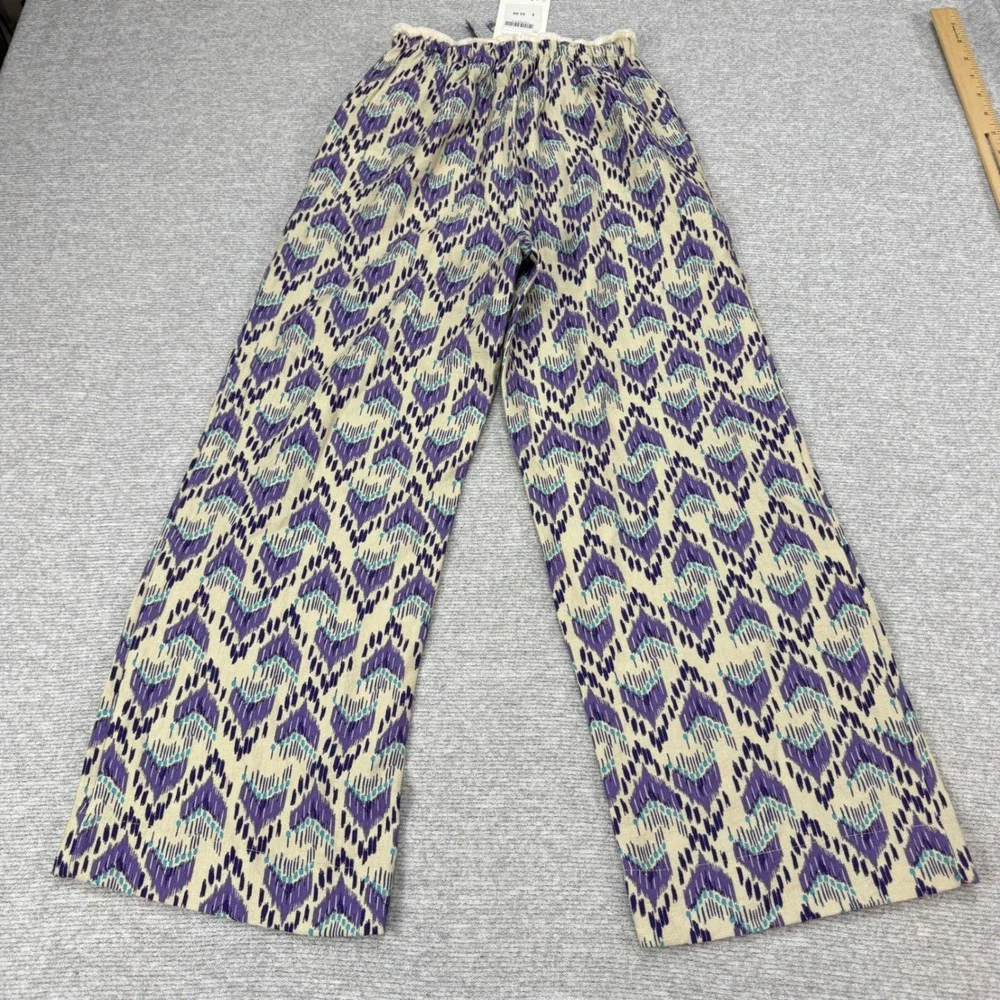 Zara Kids Purple Ikat Print Wide Leg Pants Size 11-12 MSRP $32